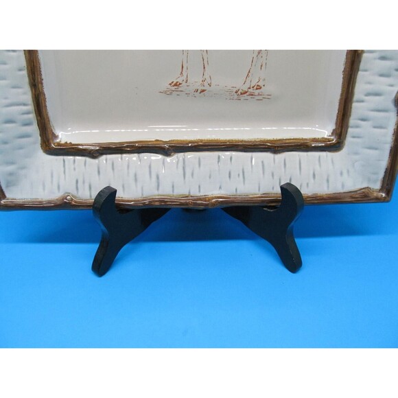 Home Studio Lake Cabin Moose Square Dinner Plate 11 1/4" Discontinued - Picture 4 of 8